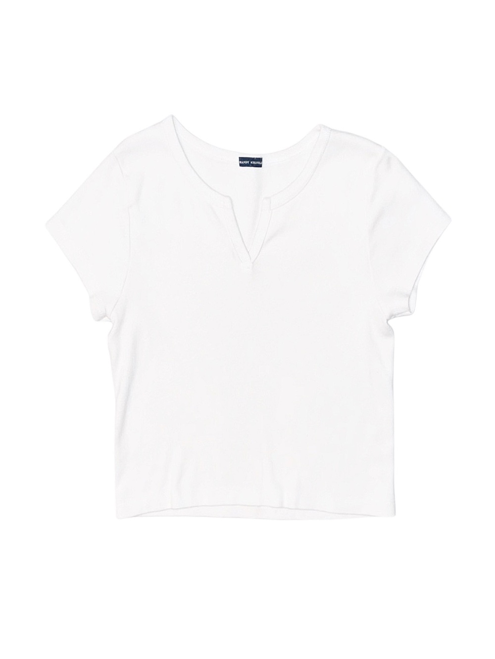 BRANDY MELVILLE White Cropped Short Sleeve Shirt One Size